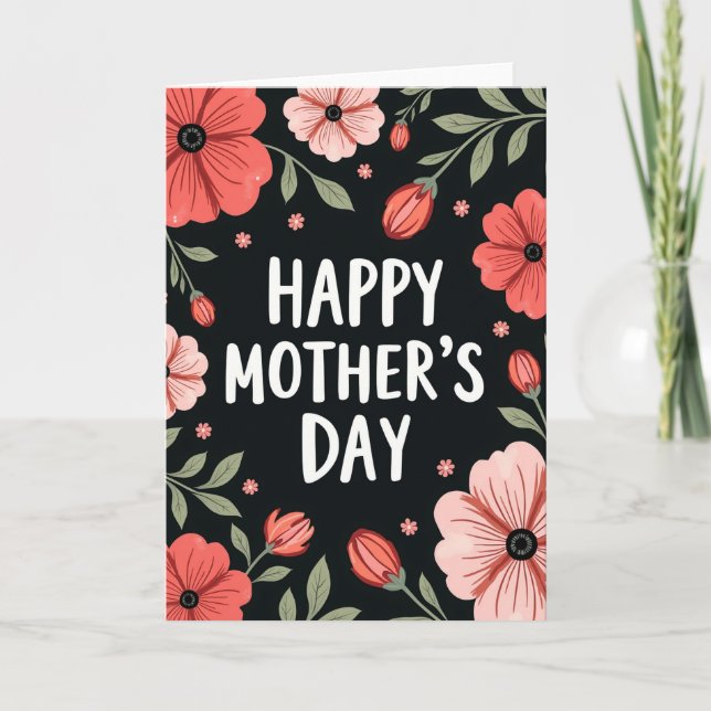 Chevron Botanical Mothers Day Card (Front)