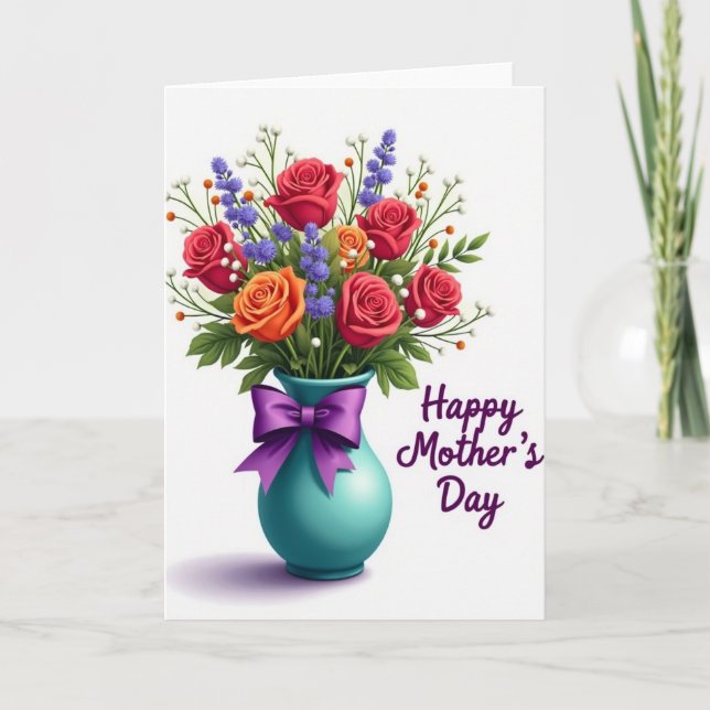 Chevron Bouquet Greeting Card (Front)