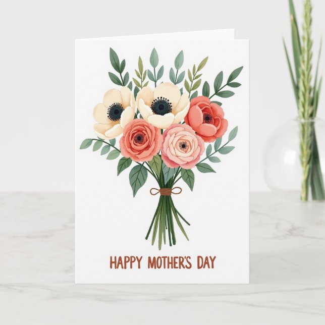 Chevron Bouquet Mothers Day Card (Front)