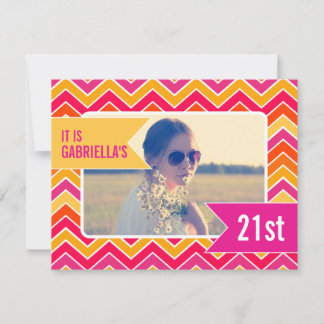 Chevron bright photo 21st birthday party invite