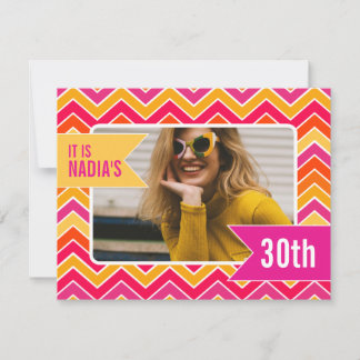 Chevron bright photo 30th birthday party invite