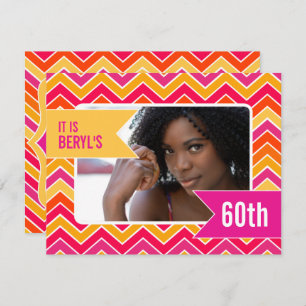 Chevron bright photo 60th birthday party invite