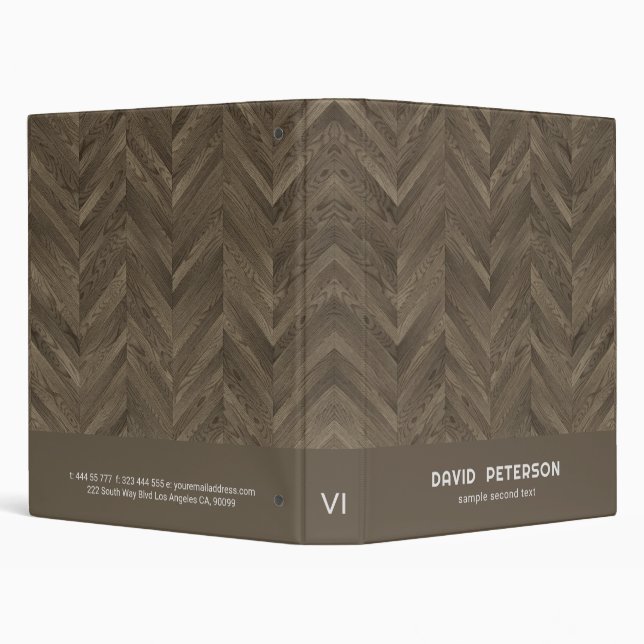 Chevron Brown Wood 3 Ring Binder (Background)
