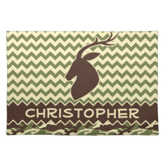 Chevron Buck Camouflage Personalize Cloth Placemat
