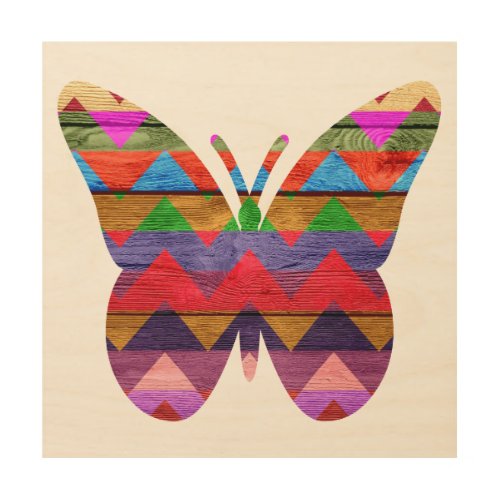 Chevron Butterfly Pattern on Wood 2 Wood Wall Decor