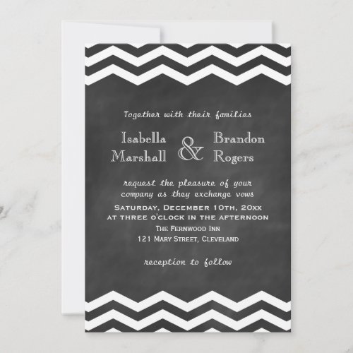 Chevron Chalkboard Wedding Invitation
