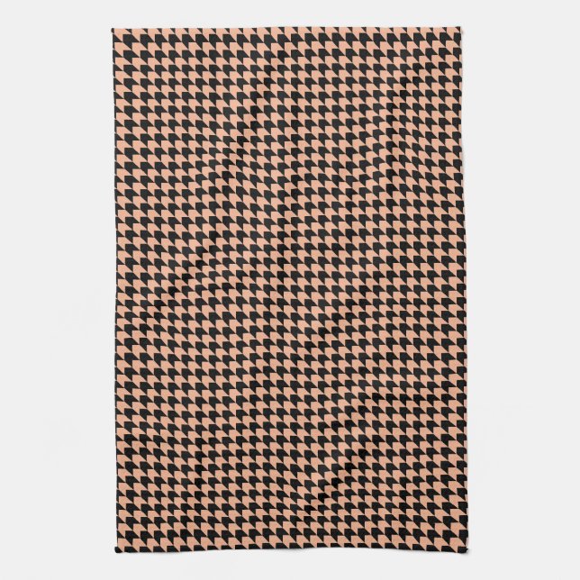 Chevron Checks Melon and Black Kitchen Towel (Vertical)