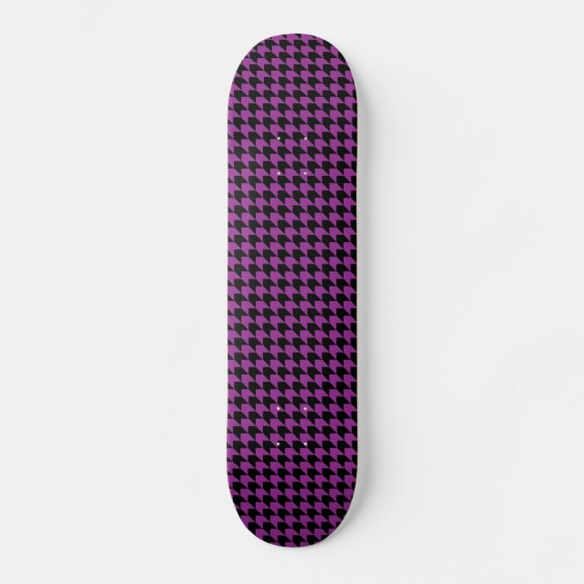 Chevron Checks Plum and Black Skateboard Deck (Front)