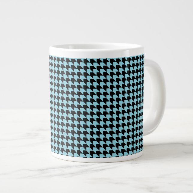 Chevron Checks Sky and Black Giant Coffee Mug (Front Right)