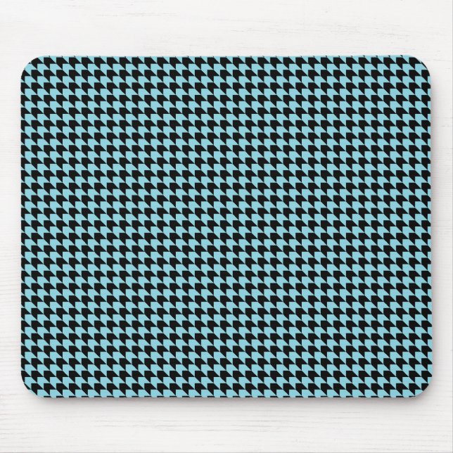 Chevron Checks Sky and Black Mouse Pad (Front)