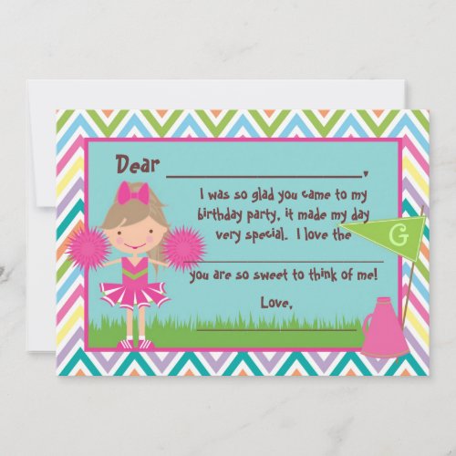 Chevron Cheer Flat Thank You Notes Custom Announcement