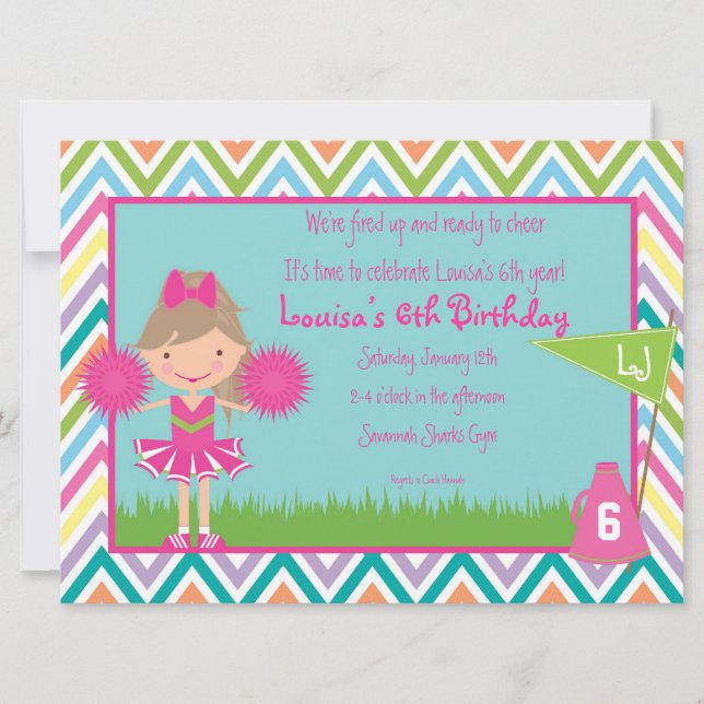 Chevron Cheer Party Invitation (Front)