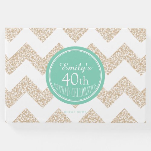 Chevron Choose Color 40th Birthday Guest Book