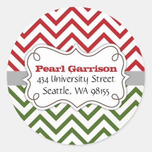 Chevron Christmas Circle Return Address Label