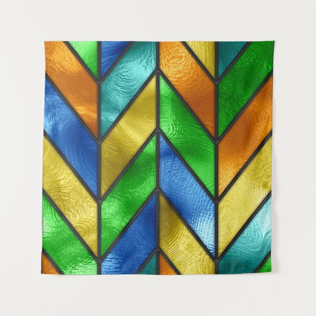 Chevron Colored Glass Texture Tapestry (Front)