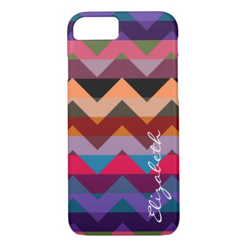 Chevron Colorful Stripes Monogram 2 iPhone 87 Case