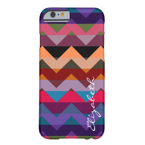 Chevron Colorful Stripes Monogram 2 Barely There iPhone 6 Case