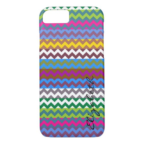 Chevron Colorful Stripes Monogram iPhone 87 Case