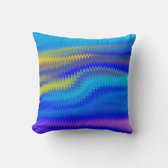 Chevron Colorful Waves Paint Art Design Abstract Throw Pillow (Front)