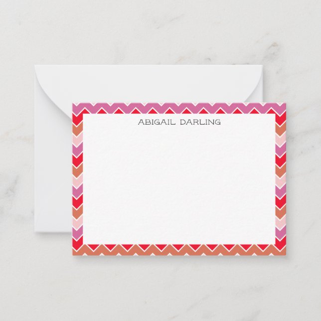 Chevron Colorful Zig Zag Texture Note Card (Front)