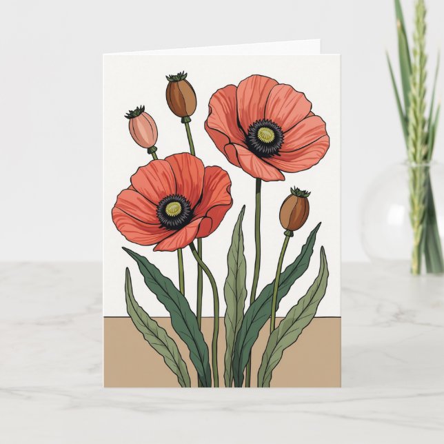 Chevron Coral Blossom Study Card (Front)