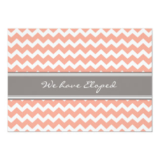 Chevron Coral Gray Elopement Announcement Cards