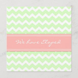 Chevron Coral Mint Elopement Announcement Cards