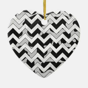 Chevron Cow Black and White Ceramic Ornament
