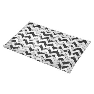 Chevron Cow Black and White Cloth Placemat