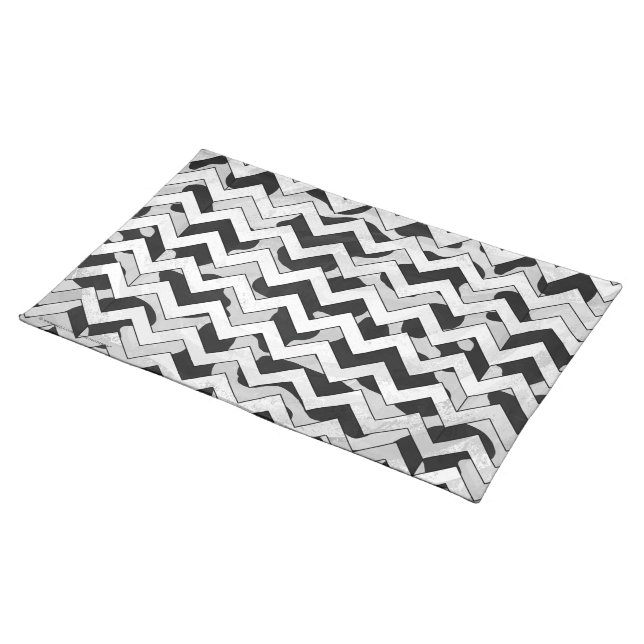 Chevron Cow Black and White Cloth Placemat (On Table)