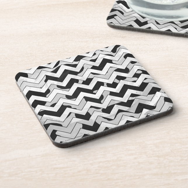 Chevron Cow Black and White Drink Coaster (Left Side)