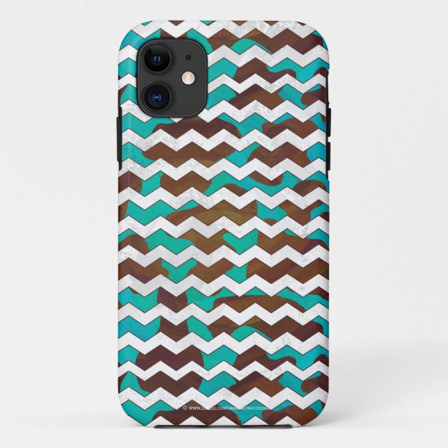 Chevron Cow Brown and Teal Print Case-Mate iPhone Case (Back)