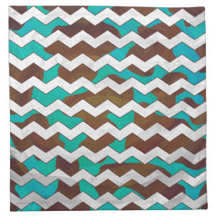 Chevron Cow Brown and Teal Print Napkin