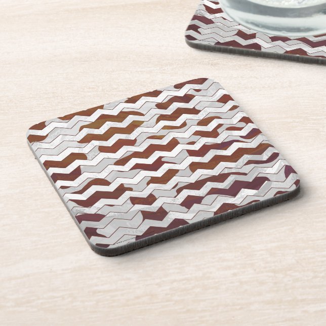 Chevron Cow Brown and White Print Beverage Coaster (Left Side)