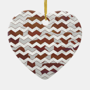 Chevron Cow Brown and White Print Ceramic Ornament