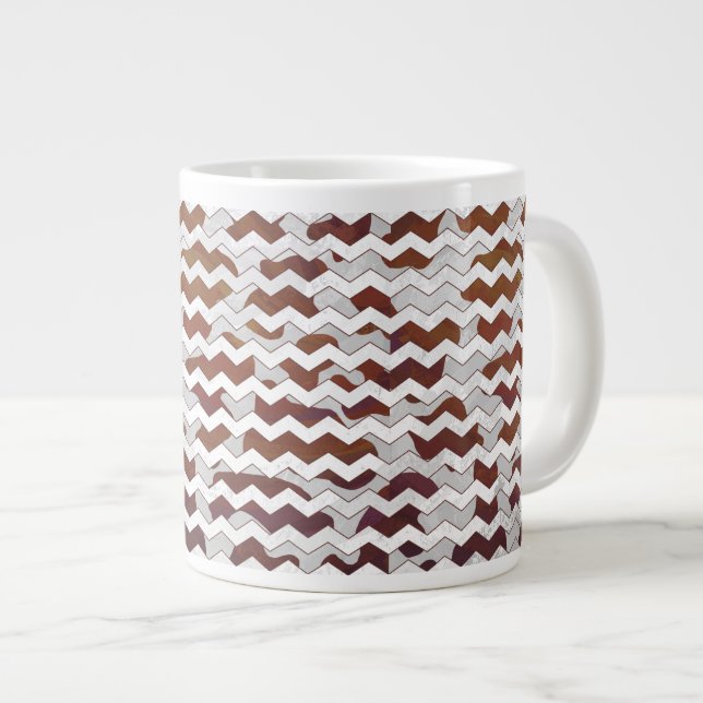 Chevron Cow Brown and White Print Giant Coffee Mug (Front Right)