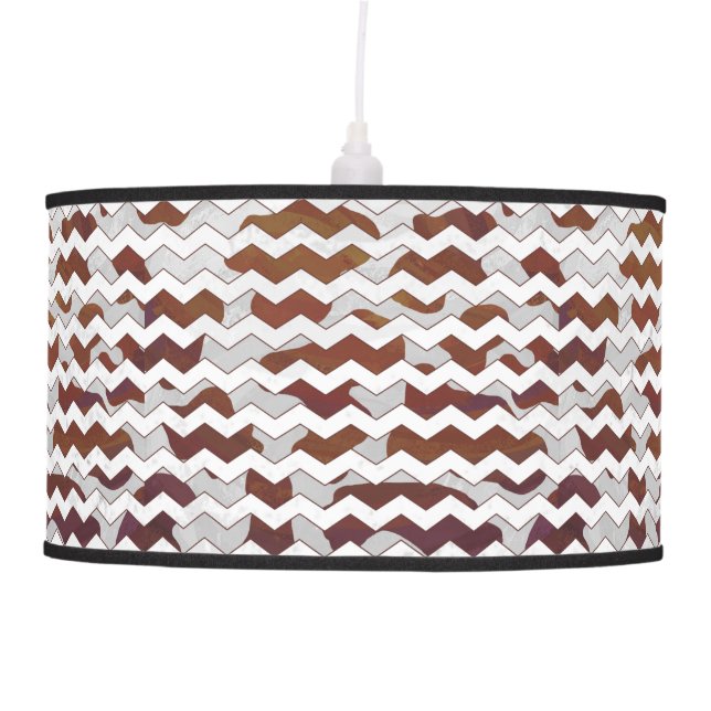 Chevron Cow Brown and White Print Hanging Lamp (Front)