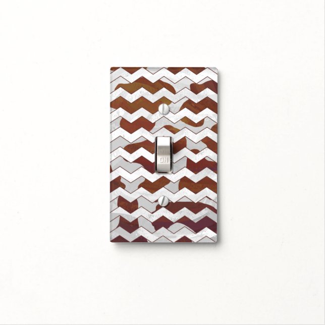 Chevron Cow Brown and White Print Light Switch Cover (In Situ)