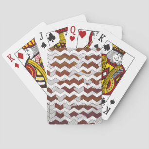 Chevron Cow Brown and White Print Poker Cards