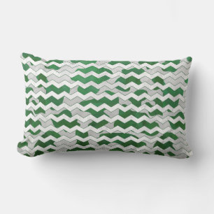 Chevron Cow Green and White Print Lumbar Pillow