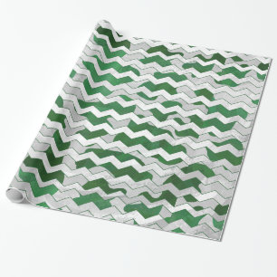 Chevron Cow Green and White Print Wrapping Paper