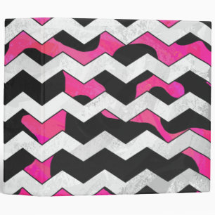 Chevron Cow Hot Pink and Black Print 3 Ring Binder