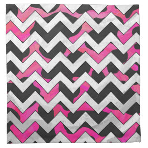 Chevron Cow Hot Pink and Black Print Napkin