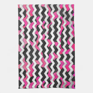 Chevron Cow Hot Pink and Black Print Towel