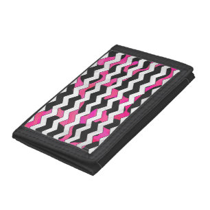 Chevron Cow Hot Pink and Black Print Tri-fold Wallet