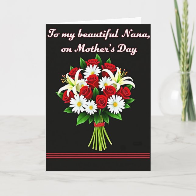 Chevron Crimson Rose Bloom Card (Front)
