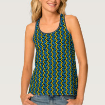 Chevron Crosshatch Blue and Yellow Zigzag Pattern