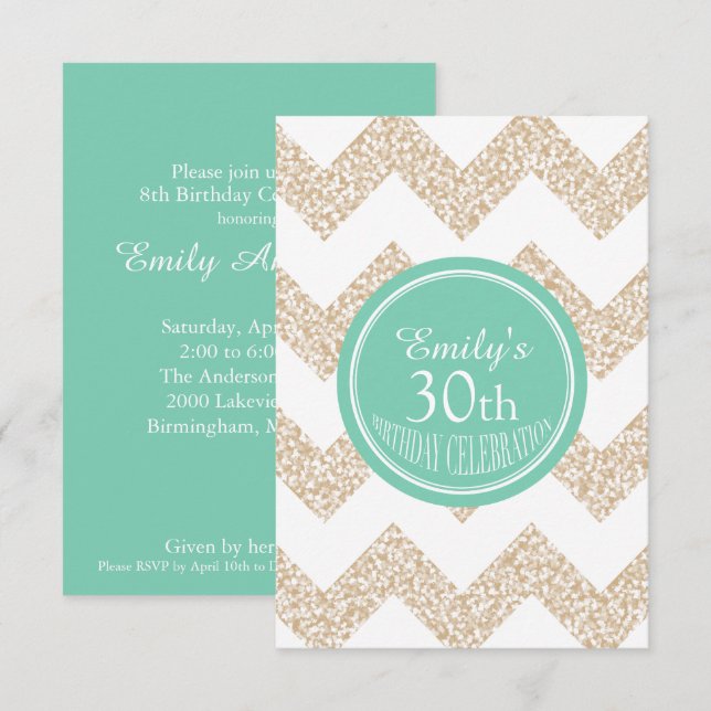 Chevron Custom 30th Birthday Choose Color Invitation (Front/Back)