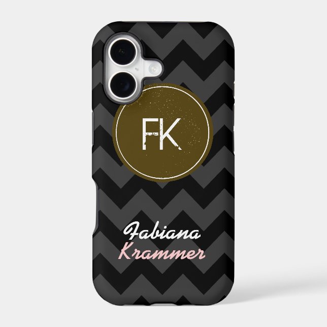 chevron custom name and initials iphone case (Back)