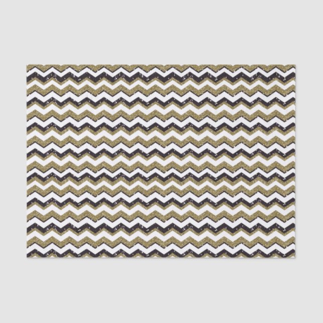 Chevron Customize Gold/Black & White Any Occasion Tissue Paper (Front)